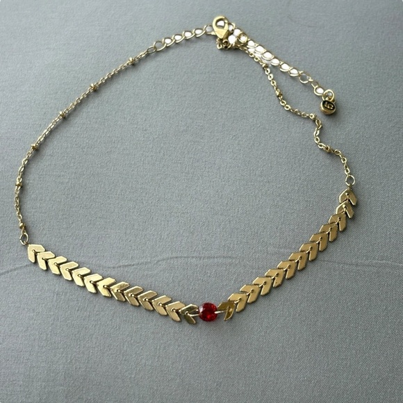 Lauren Conrad Gold Plated Chevron Choker Red Necklace - Picture 1 of 7